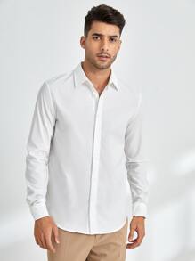 Manfinity NiteLyfe Men Solid Button Front Shirt - White - View 5