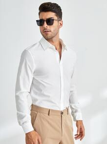 Manfinity NiteLyfe Men Solid Button Front Shirt - White - View 7