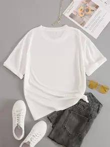 INAWLY Camiseta de mujer con gráfico de letra - Blanco - Ver 2