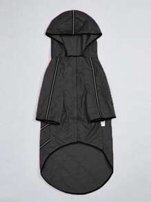 1pc Hooded Pet Raincoat - Black - View 2