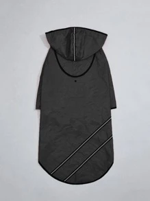 1pc Hooded Pet Raincoat - Black - View 3