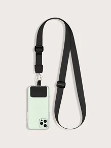 1pc Plain Phone Lanyard - Black - View 1