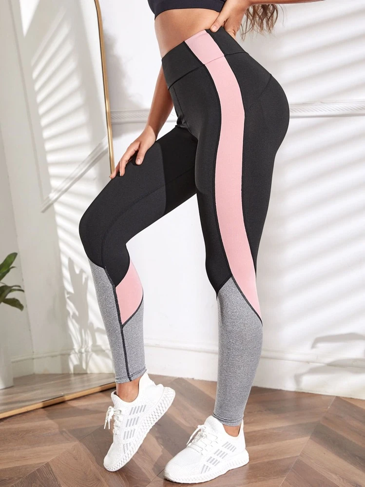 Easithlete ضد التباين بين ألوان الركبة طول الدراجات اليوغا اللياقة الرياضية الساق كتلة الذيل التمثيلي لامعة دراجات اليوغا - متعدد الألوان - مشاهدة 4