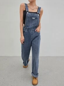 DAZY Patch Detail Denim Overalls Without Cami Top