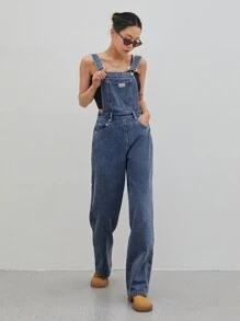 DAZY Patch Detail Denim Overalls Without Cami Top