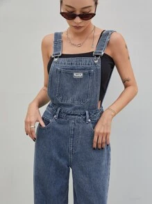 DAZY Patch Detail Denim Overalls Without Cami Top