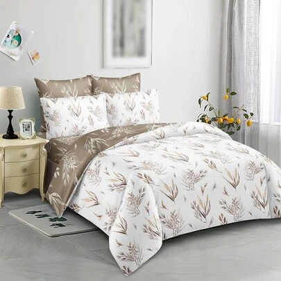 3 件套花卉图案羽绒被套套装（1 个羽绒被套和 2 个枕套）柔软亲肤羽绒被套床上用品套装，适合家庭使用，四季床单套装