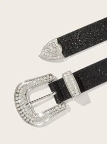 Đai khóa trang trí Rhinestone - màu đen - Xem 3