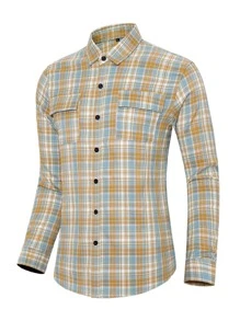 NITAGUT Men Plaid Print Button Front Shirt - Multicolor - View 1