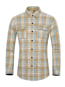 NITAGUT Men Plaid Print Button Front Shirt - Multicolor - View 3
