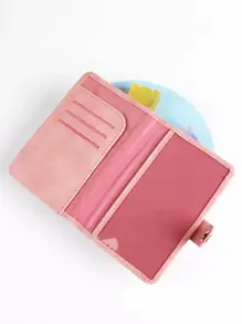 gessy Metallic Airplane & Letter Graphic Passport Case Passport Holder Passport Wallet School Supplies School Stuff For School For Student Vacation Accessories For Holiday Season For Vacation Passport Pouch For Flight For Back To School For Men And Women Travel Essentials Travel Accessories Back To School - Pink - View 4