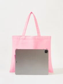 Bolsa de compras con estampado de slogan - Rosa - Ver 4