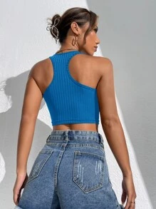 SHEIN EZwear Top tank de espalda nadador - Azul - Ver 2