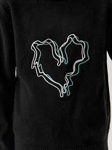 Girls Heart Embroidery Jumper - Black - View 5