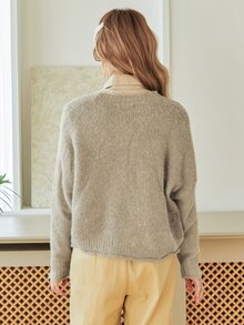 DAZY Single Breasted Batwing Sleeve Cardigan - Khaki - View 2