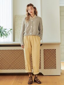 DAZY Single Breasted Batwing Sleeve Cardigan - Khaki - View 7