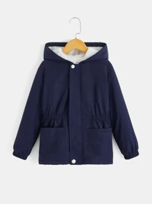 SHEIN 男孩毛絨內襯連帽外套