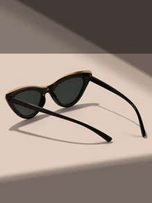 2000s Style Metal Decor Cat Eye Fashion Glasses For A Vintage Look Shades Beach Accessories Beach Accessories For Women Glasses Shades For Summer Beach Vacation,Outdoor,Travel - 黑色 - 查看 3