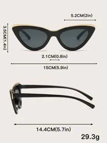 2000s Style Metal Decor Cat Eye Fashion Glasses For A Vintage Look Shades Beach Accessories Beach Accessories For Women Glasses Shades For Summer Beach Vacation,Outdoor,Travel - 黑色 - 查看 4