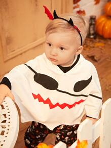 SHEIN Perso Play Tops em bé Tương phản ràng buộc Lễ Các Thánh - trắng - Xem 2