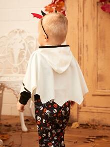 SHEIN Perso Play Tops em bé Tương phản ràng buộc Lễ Các Thánh - trắng - Xem 3