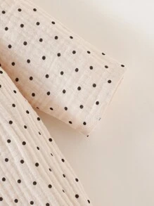 SHEIN Baby Girl Newborn Baby Polka Dot Ruffle Trim Jumpsuit & Hair Band - Apricot - View 6