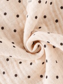 SHEIN Baby Girl Newborn Baby Polka Dot Ruffle Trim Jumpsuit & Hair Band - Apricot - View 7