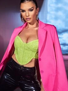 SHEIN BAE Asymmetrical Hem Zipper Back Cami Top - Lime Green - View 8