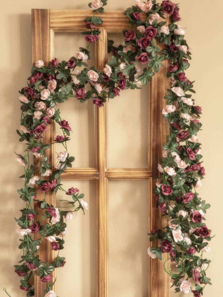 1 件 96.46 英寸塑料人造花藤，花园拱门 DIY 假植物藤蔓，适用于婚礼派对装饰、假植物、秋季装饰、房间、书桌、花园装饰、房间装饰用品 - 彩色 - 查看 1