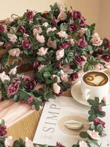 1 件 96.46 英寸塑料人造花藤，花园拱门 DIY 假植物藤蔓，适用于婚礼派对装饰、假植物、秋季装饰、房间、书桌、花园装饰、房间装饰用品 - 彩色 - 查看 2