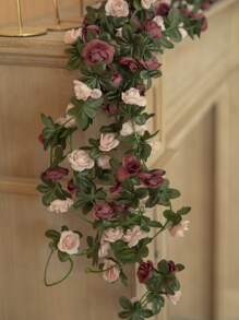 1 件 96.46 英寸塑料人造花藤，花园拱门 DIY 假植物藤蔓，适用于婚礼派对装饰、假植物、秋季装饰、房间、书桌、花园装饰、房间装饰用品 - 彩色 - 查看 4