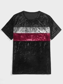 Manfinity AFTRDRK Men Cut And Sew Velvet Tee - Black - View 5