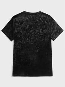 Manfinity AFTRDRK Men Cut And Sew Velvet Tee - Black - View 2