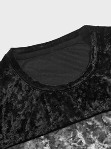 Manfinity AFTRDRK Men Cut And Sew Velvet Tee - Black - View 4