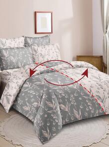 3pcs/Set Floral Leaf Pattern Duvet Cover Set(1 Duvet Cover & 2 Pillowcase)Soft And Skin-Friendly Duvet Cover Bedding Set For Home, All Season Bed Sheets Set - Multicolor - View 2