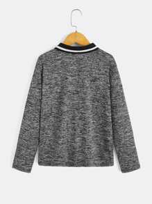 SHEIN 男孩貼布細節雜色針織POLO衫