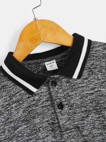 SHEIN 男孩貼布細節雜色針織POLO衫