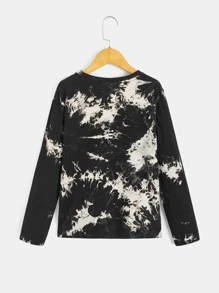 SHEIN 男孩紮染字母圖案T恤