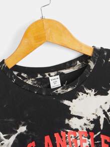 SHEIN 男孩紮染字母圖案T恤