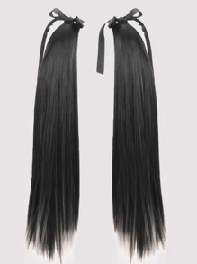 2 pezzi Extension per capelli lungo dritto coda di cavallo sintetico