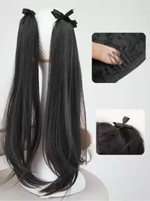2 pezzi Extension per capelli lungo dritto coda di cavallo sintetico
