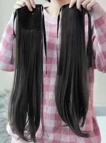 2 pezzi Extension per capelli lungo dritto coda di cavallo sintetico