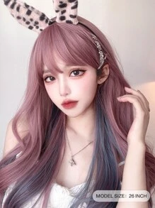 alicegarden 1 合成耐热、波浪假发粉色假发，22 英寸长，由纤维制成，适合日常使用，自然逼真的假发（不包括配件）圣诞派对度假，由纤维制成的优雅假发，适合使用，自然逼真的假发 - 彩色 - 查看 2