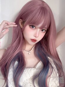 alicegarden 1 合成耐热、波浪假发粉色假发，22 英寸长，由纤维制成，适合日常使用，自然逼真的假发（不包括配件）圣诞派对度假，由纤维制成的优雅假发，适合使用，自然逼真的假发 - 彩色 - 查看 3