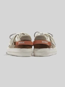 Mới Mùa Xuân & Mùa thu Bộ sưu tập Ngoài trời Đúng mốt Lace-up Chóp giầy tròn Bằng phẳng Giày trượt băng Đối với phụ nữ - màu nâu - Xem 2