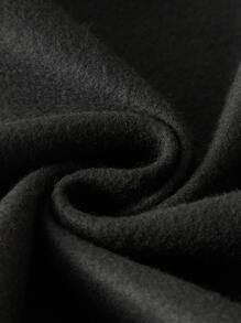 SHEIN LUNE Plus Paw & Slogan Graphic Kangaroo Pocket Drop Shoulder Drawstring Hoodie - Black - View 5