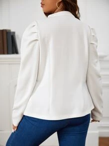 SHEIN Clasi Plus Double Button Jacket Winter Fall Autumn - White - View 3