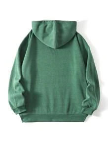 Flirla Plus Size Letter & Cartoon Graphic Sweatshirt - Green - View 2