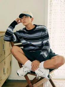 DAZY Men Block Striped Pattern Drop Shoulder Sweater - Multicolor - View 6