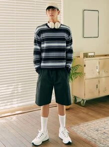 DAZY Men Block Striped Pattern Drop Shoulder Sweater - Multicolor - View 7